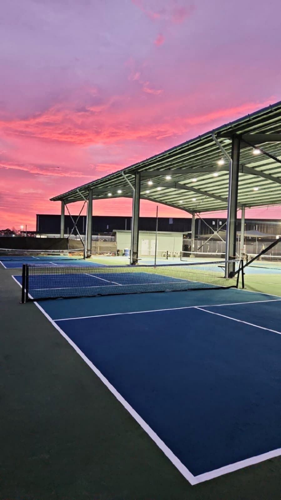 Empty covered courts ready for a beginner skills clinic